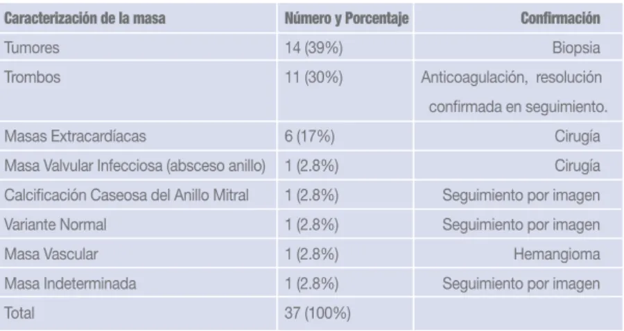Tabla 1  Tipos de  masas identificadas por imagen.