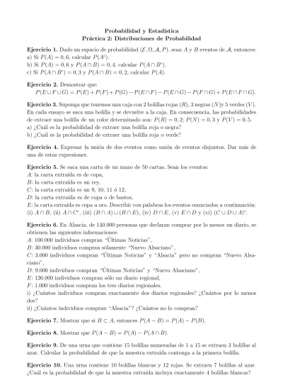 Probabilidad Y Estad´ıstica Pr´actica 2: Distribuciones De Probabilidad ...