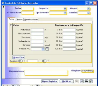 Figura 21. Formulario para el ingreso de datos de campo. 