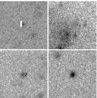 Fig. 4. Examples of LBG candidates rejected after the visual inspection of the entire sample (top row and bottom left) and one example of an accepted u-dropout (bottom right)