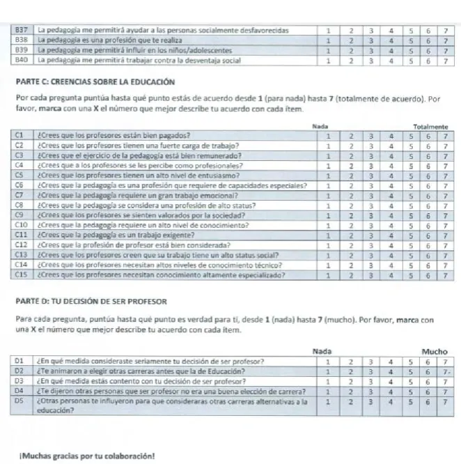Figure 3.   Part C and D of the FIT-Choice Scale 