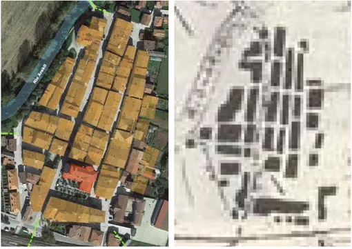 Figura 16 (izquierda): Identificación del tejido medieval de la ciudad de Huarte Araquil 