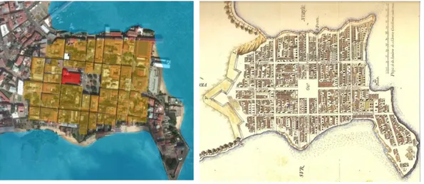 Figura 2 (izquierda): Identificación de la ciudad de Panamá. Elaboración propia sobre ortofoto digital capturada  google 