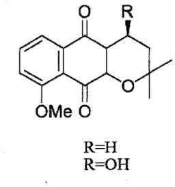 Figura 04:  9-methoxy-alfa-lapachone  4-hidroxy-9-methoxy-alfa-lapachone 