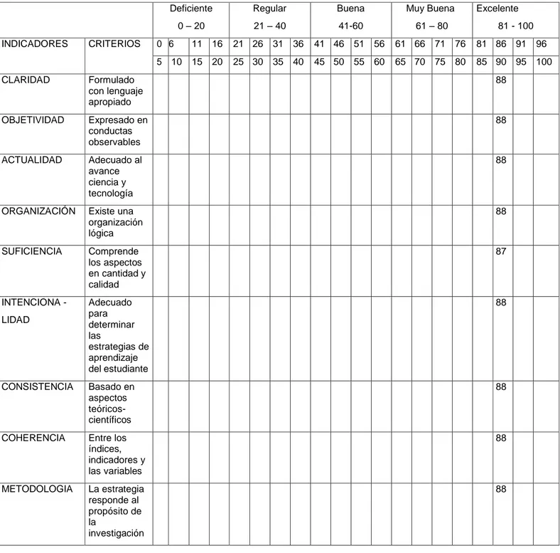 TABLA 3 DE EVALUACIÓN DE INSTRUMENTOS POR EXPERTOS 