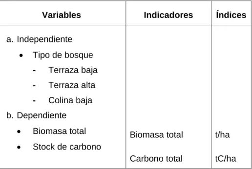 Cuadro 1. Operacionalidad de las variables 