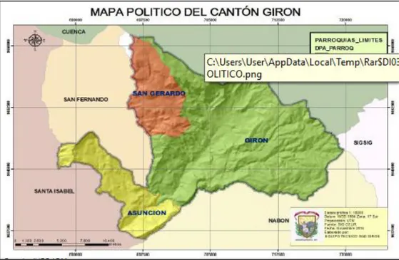 Ilustración 1 División política del cantón Girón 