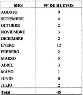 Cuadro N° 12. Número de Huevos del Megalobulimus Maximus &#34;Congompe&#34; 