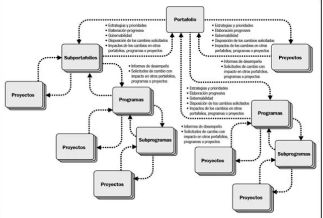 Gráfico N° 01 :  Interacciones  entre  la  Dirección  de  Proyectos,  Dirección  de  Programas  y  Dirección de Portafolios