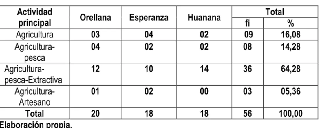 Cuadro 5. Actividad principal  Actividad 