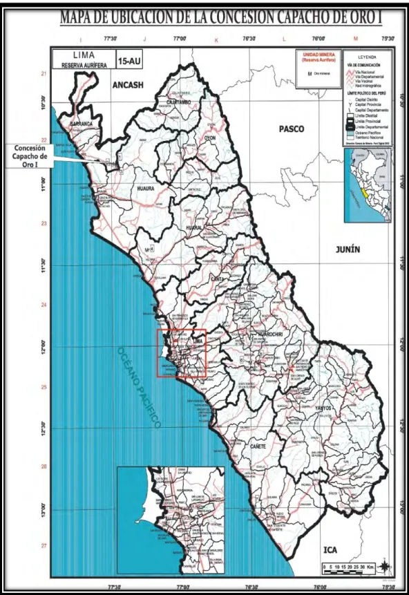 Gráfico Nº 1: Mapa de Ubicación de la Concesión Capacho de Oro I  