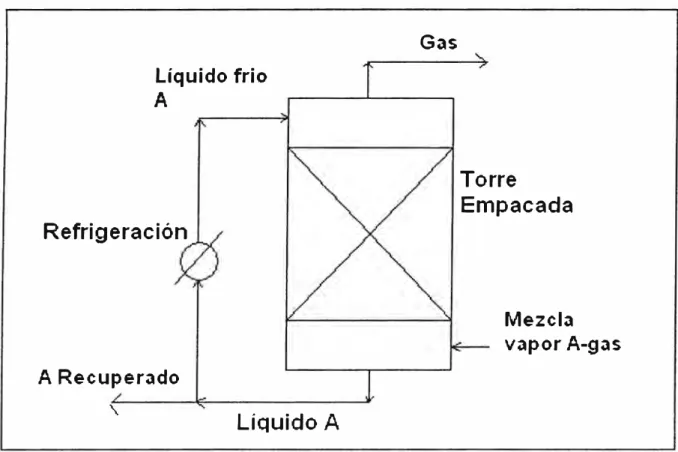 Figura  2.2:  Diagrama  para  una  recuperación  de  un  vapor  de  una  mezcla  gaseosa