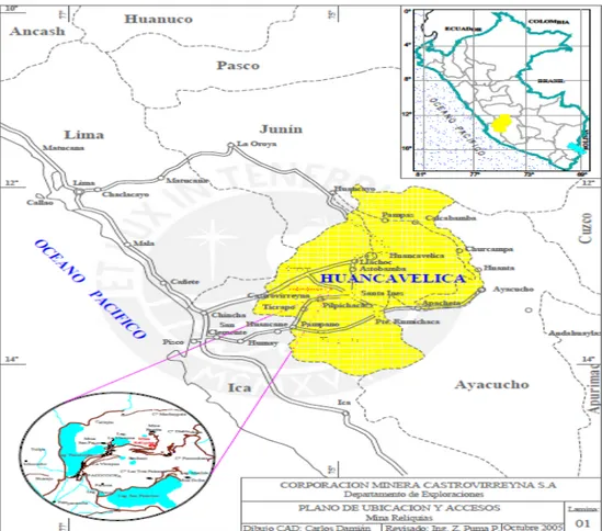 Figura 1.1:   Mapa de ubicación mina Reliquias. 