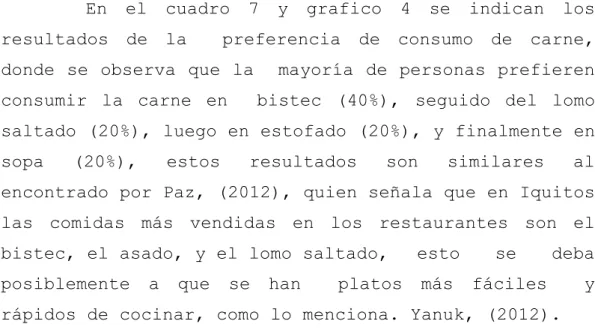 Cuadro 7. Preferencia de consumo de carne 
