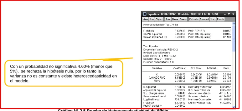 Gráfico N° 2.5 Prueba de Heteroscedasticidad de White 