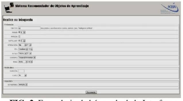 FIG. 2. Formulario de búsqueda de la Interfaz. 