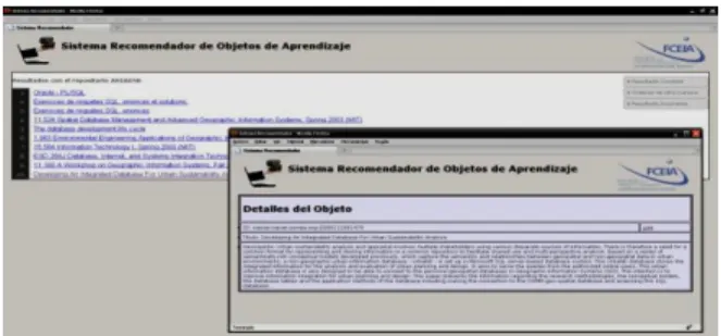 FIG. 5: Opciones para la evaluación de la lista de objetos  recomendados. 