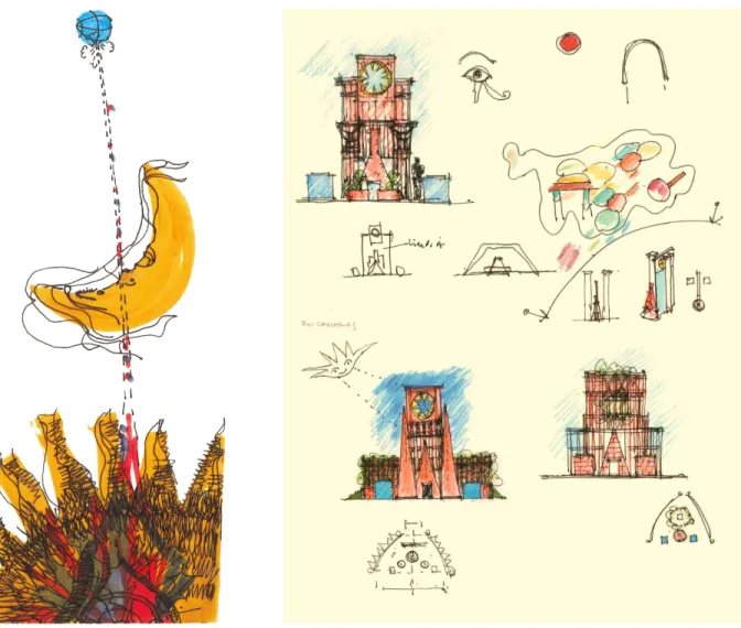 Fig 2 : Dibujos T. Diaz (1969) - Incertidumbres.(2002)   Fig 3: Casas y parques en Canarias.(2000)