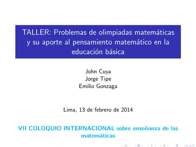 TALLER: Problemas De Olimpiadas Matem´aticas Y Su Aporte Al Pensamiento ...