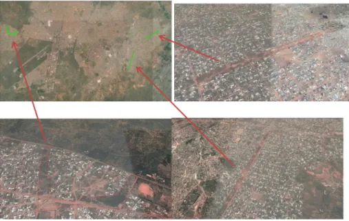 Fig. 6 Google Earth image showing the 3 green infrastructure areas that were analyzed for temperature differences (upper left)