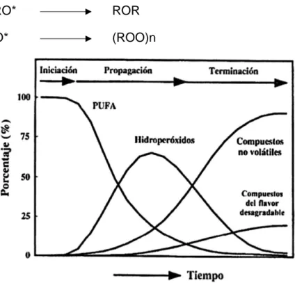 Figura 1. Etapas de la evolución oxidativa  Fuente: Iturbe (2008). 