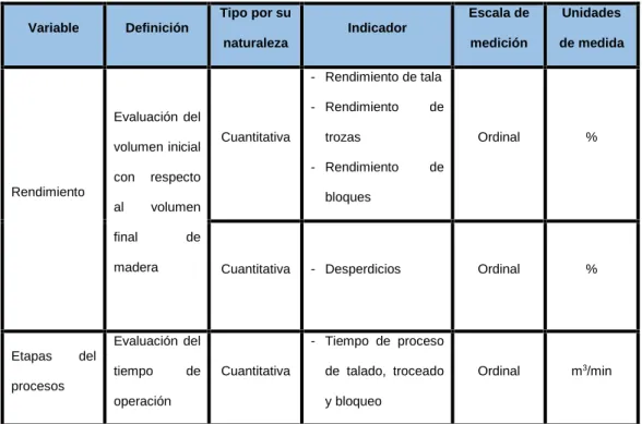 Cuadro 3. Identificación de variables