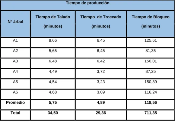 Cuadro 7. Tiempos requeridos en las etapas del proceso