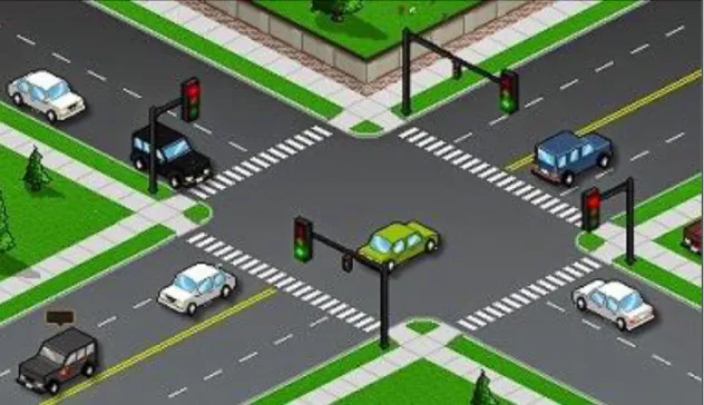 Fig. 6. Intersección semaforizada de cuatro accesos 