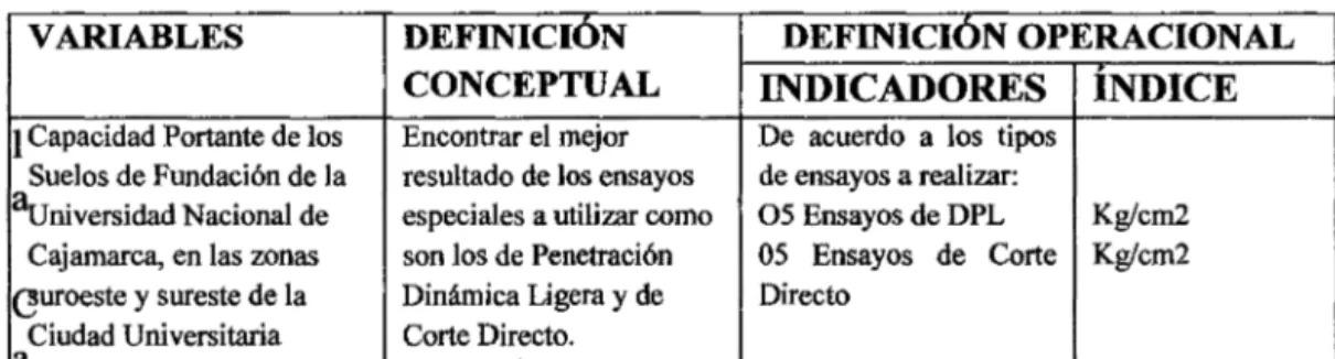 TABLA N° 4 DEFINICIÓN CONCEPTUAL Y OPERACIONAL DE LA  VARIABLE EN ESTUDIO 