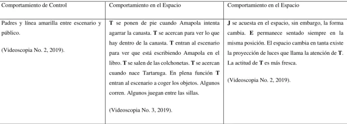 Tabla 6. Fragmentos videoscopias No 2 y No 3 