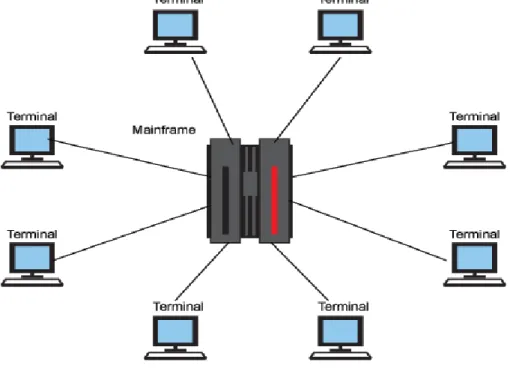 Figura 12: relación terminales clientes y del sistema de unidad principal en una red LAN  