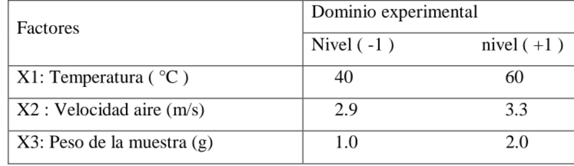 Tabla N° 05: Variables independientes naturales y codificadas considerados en  el diseño experimental 