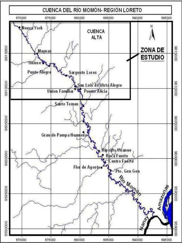 Figura 1. Mapa de ubicación de la cuenca del Río Momón 