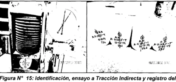 Figura  No  15: Identificación, ensayo a Tracción Indirecta y registro del  tipo de falla de los especímenes