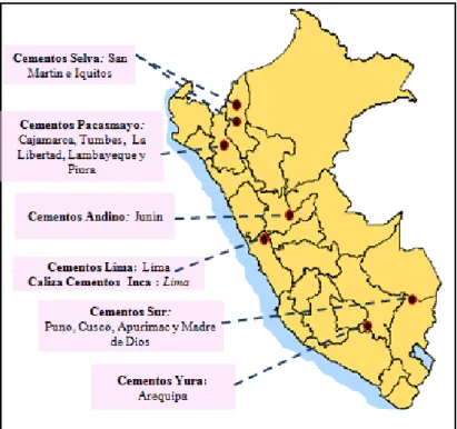 Figura n° 27: Zonas de influencia geográfica de las empresas cementeras. 