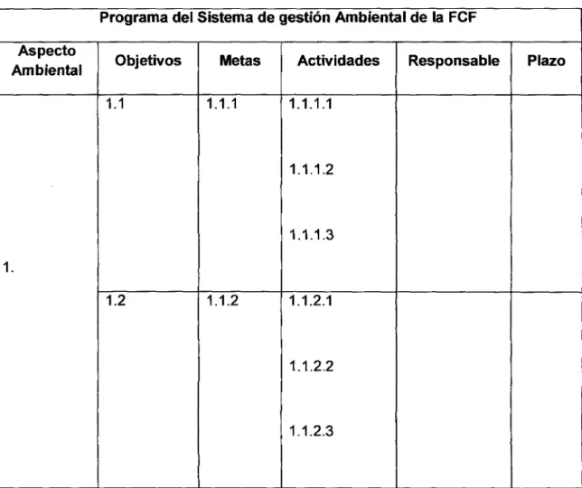 Cuadro 06:  Programa del SGA. 