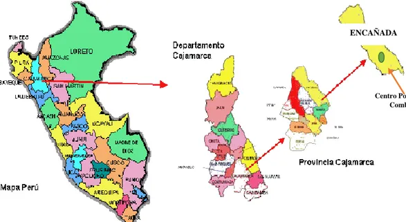 Figura 1.  Ubicación geográfica del Centro Poblado de Combayo.  