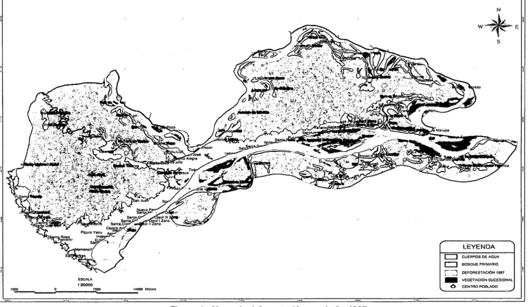 Figura 1.- Mapa de deforestación en el año 1987 