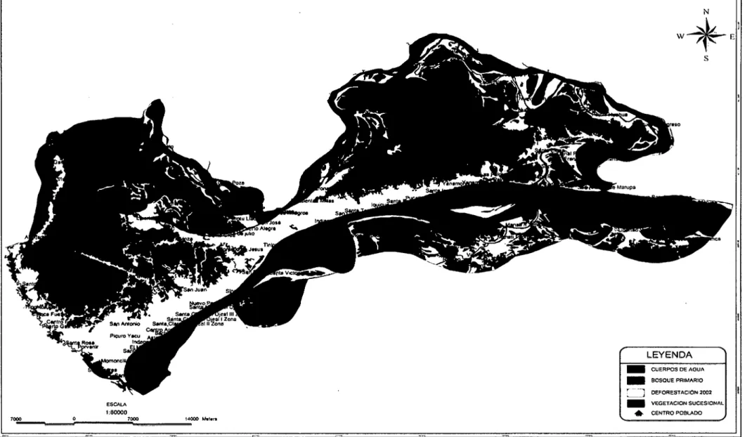 Figura 3.- Mapa de deforestación en el año 2002. 