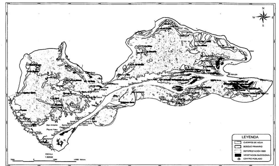 Figura 4.- Mapa de deforestación en el año 2008. 