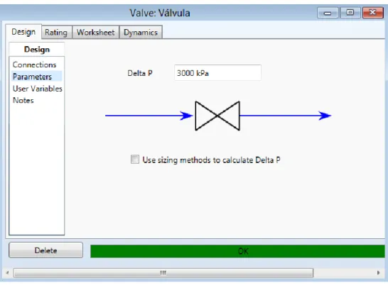 Figura 1.33. Ventana de parámetros de la válvula de control   