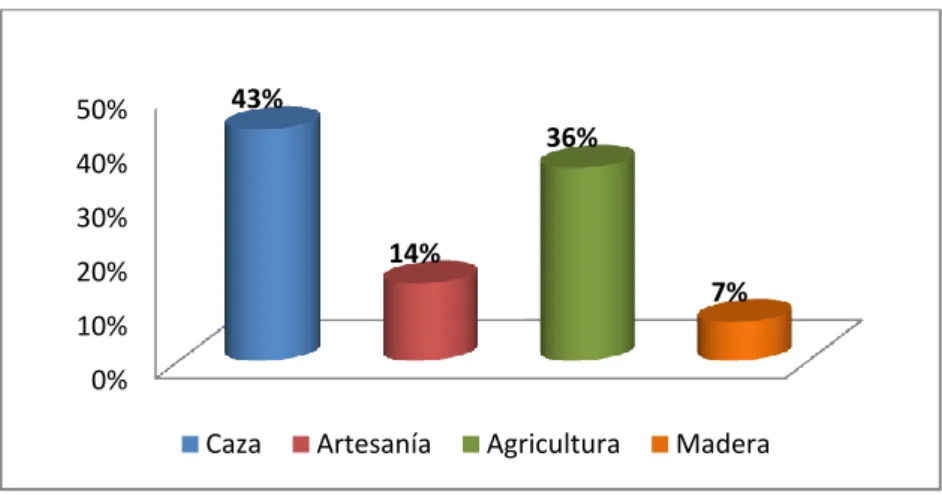 Gráfico 2: Principales actividades generadoras de ingresos económicos en CC.NN Boras de Colonia