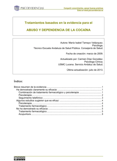 Tratamientos Basados En La Evidencia Para El ABUSO Y DEPENDENCIA DE LA ...