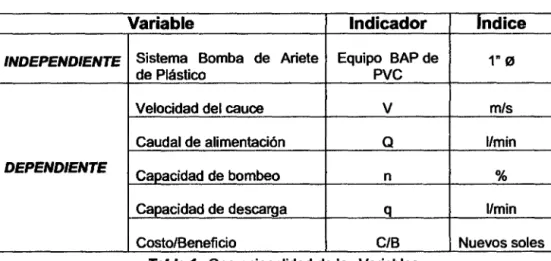 Tabla 1.  Operacionalidad de las Variables 