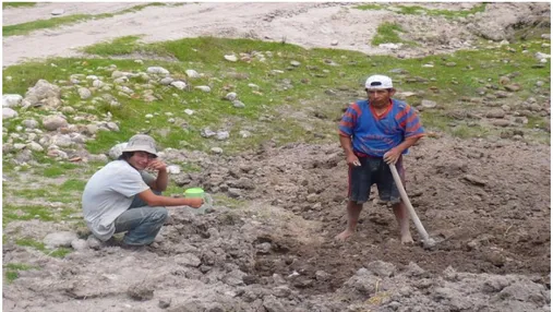 Figura 13. Extracción de la materia prima, CPM Santa Bárbara-Cajamarca,  2016. 
