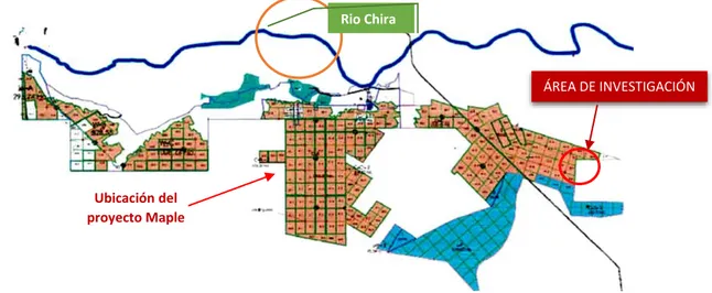 Figura 2. Ubicación de las áreas de influencia del proyecto Maple Etanol. 