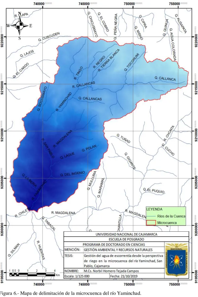 Figura 6.- Mapa de delimitación de la microcuenca del río Yaminchad.  