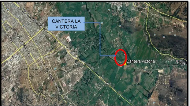 Figura 5: Ubicación geográfica de la cantera La Victoria. 
