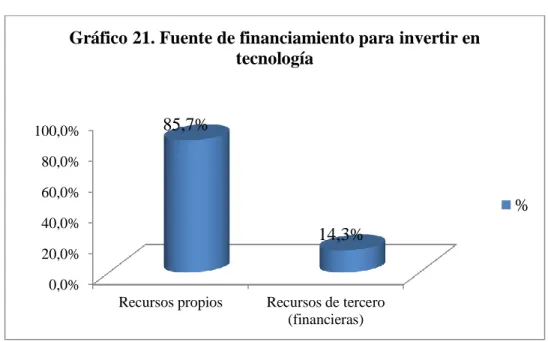 Gráfico 21. Fuente de financiamiento para invertir en  tecnología