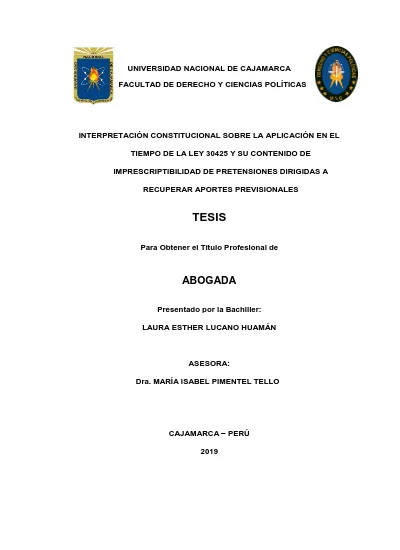 Interpretación Constitucional Sobre La Aplicación En El Tiempo De La ...